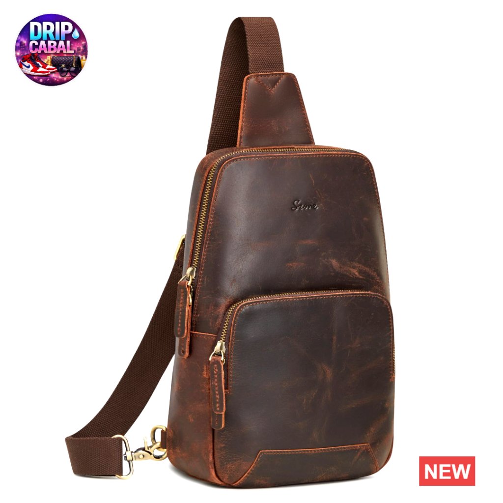 Genuine Leather Rfid Blocking Sling Bag Crossbody Shoulder Backpack